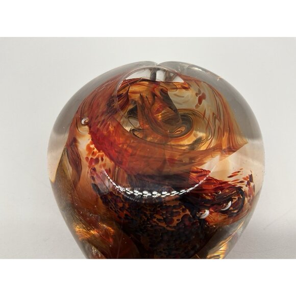 Heart Art Glass Gorgeous Red and Black Paperweight Quality Glass Polished Bottom - Picture 13 of 16